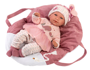 Llorens 16.5" Articulated Crying Newborn Doll Selena with Baby Carrier