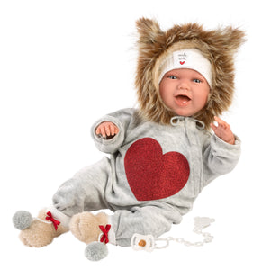 Llorens 16.5" Articulated Crying Newborn Doll Sierra with Lion Pajamas