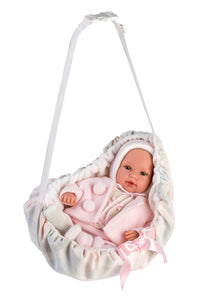 Llorens 14.2" Soft Body Crying Newborn Doll Jasmin with Baby Carrier