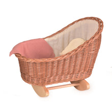 Load image into Gallery viewer, Les Petits by Egmont Toys Wicker Cradle with Knitted Blanket