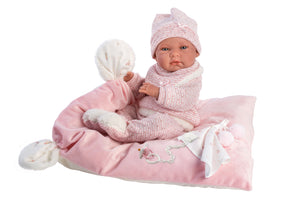 Llorens 15.7" Anatomically-Correct Newborn Doll Naomi with Cushion