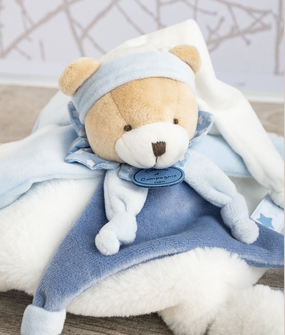 Doudou et Compagnie Blue Bear Blanket Plush Pal – Hotaling