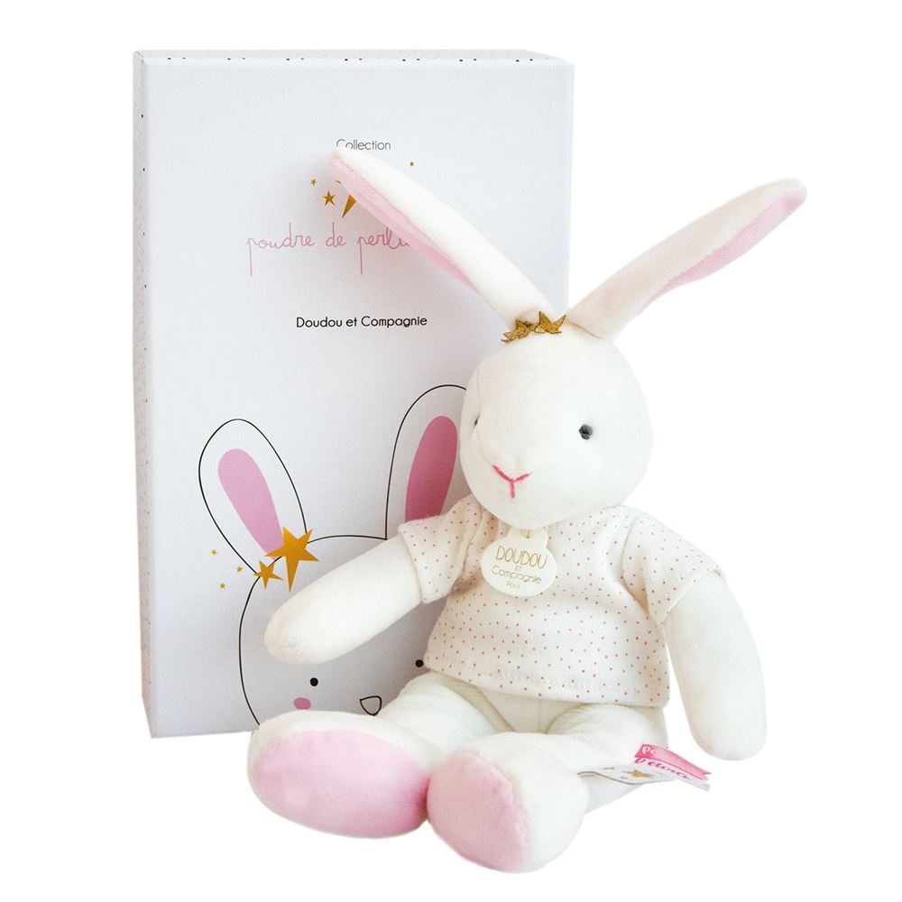 Doudou Et Compagnie - Bunny Stuffed Plush Animal with Pom Pom Tail