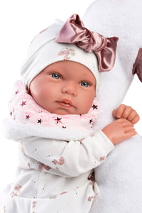 Llorens 17.3" Articulated Newborn Doll Celeste with Swan Cushion