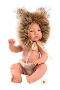 Llorens 11.8" Articulated Little Baby Doll Elijah with Lion Hood