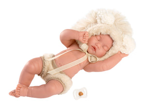 Llorens 11.8" Articulated Little Baby Doll Austin with Lion Hood