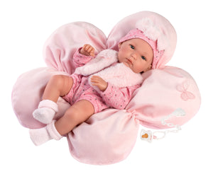 Llorens 13.8" Anatomically-Correct Newborn Tia with Flower Cushion