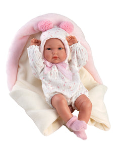 Llorens 13.8" Anatomically-Correct Newborn Esmeralda with Sleeping Bag