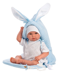 Llorens 14.2" Soft Body Newborn Doll Aaron with Hooded Bunny Jacket