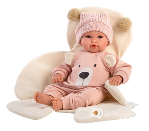 Llorens 14.2" Articulated Crying Newborn Doll Claudia with Bear Blanket