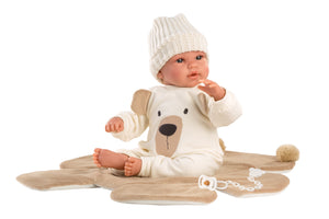 Llorens 14.2" Articulated Newborn Doll Carlos with Bear Blanket