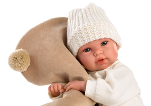 Llorens 14.2" Articulated Newborn Doll Carlos with Bear Blanket