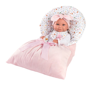 Llorens 15.7" Anatomically-Correct Newborn Doll Consuelo with Sleeping Bag