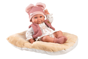 Llorens 15.7" Anatomically-Correct Newborn Doll Carlota with Cushion