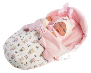 Llorens 15.7" Anatomically-Correct Newborn Doll Katie with Sleeping Bag
