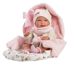 Llorens 15.7" Anatomically-Correct Newborn Doll Katie with Sleeping Bag