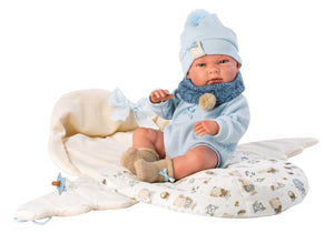 Llorens 15.7" Anatomically-Correct Newborn Doll Kyle with Sleeping Bag