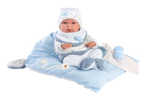 Llorens 15.7" Anatomically-Correct Newborn Doll Andrew with Cushion