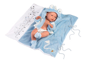 Llorens 15.7" Anatomically-Correct Newborn Doll Blake with Bath Changer