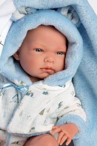 Llorens 15.7" Anatomically-Correct Newborn Doll Blake with Bath Changer