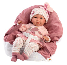 Load image into Gallery viewer, Llorens 16.5&quot; Articulated Crying Newborn Doll Selena with Baby Carrier