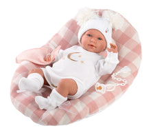 Load image into Gallery viewer, Llorens 16.5&quot; Articulated Newborn Doll Stella with Bed Cushion