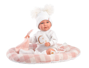 Llorens 16.5" Articulated Newborn Doll Stella with Bed Cushion