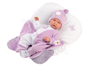 Llorens 16.5" Articulated Newborn Doll Ruby with Butterfly Sleeping Bag