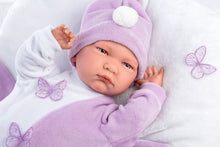 Load image into Gallery viewer, Llorens 16.5&quot; Articulated Newborn Doll Ruby with Butterfly Sleeping Bag