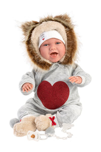 Llorens 16.5" Articulated Crying Newborn Doll Sierra with Lion Pajamas