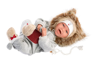 Llorens 16.5" Articulated Crying Newborn Doll Sierra with Lion Pajamas