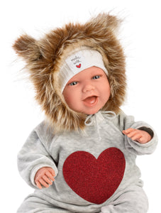 Llorens 16.5" Articulated Crying Newborn Doll Sierra with Lion Pajamas