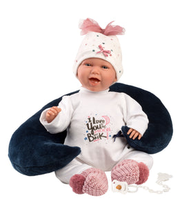 Llorens 16.5" Articulated Crying Newborn Doll Dahlia with Cushion