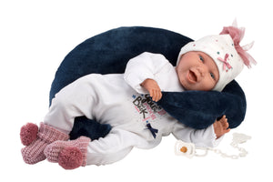 Llorens 16.5" Articulated Crying Newborn Doll Dahlia with Cushion