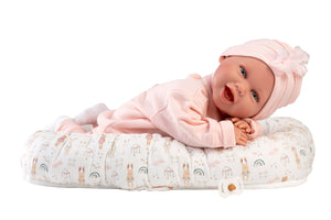 Llorens 16.5" Articulated Newborn Doll Blair with Activity Cushion