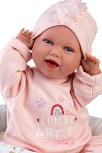 Llorens 16.5" Articulated Newborn Doll Mimi with Bed Cushion