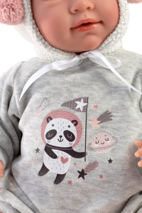 Llorens 16.5" Articulated Newborn Doll Liam with Space Baby Carrier