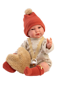 Llorens 17.7" Articulated Newborn Doll Miguel with Heart Shaped Pillow