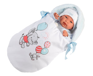 Llorens 17.3" Articulated Crying Newborn Doll Ricardo with Sleeping Bag