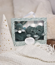 Load image into Gallery viewer, Doudou et Compagnie Sage Green Slipper Gift Set
