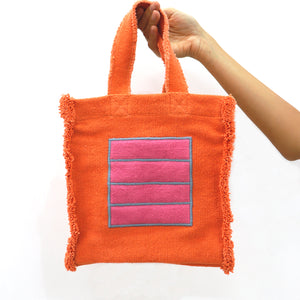 OLI&CAROL Peter Halley Fabric Handbag Orange Cell