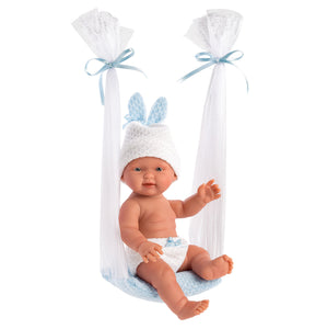 Llorens 10.2" Anatomically-Correct Baby Doll Sam with Tulle Baby Swing