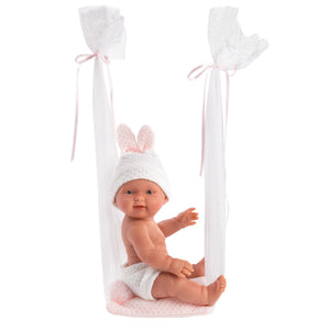 Llorens 10.2" Anatomically-Correct Baby Doll Sadie with Tulle Baby Swing