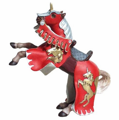 Papo France Reared Up Horse w/Unicorn Red