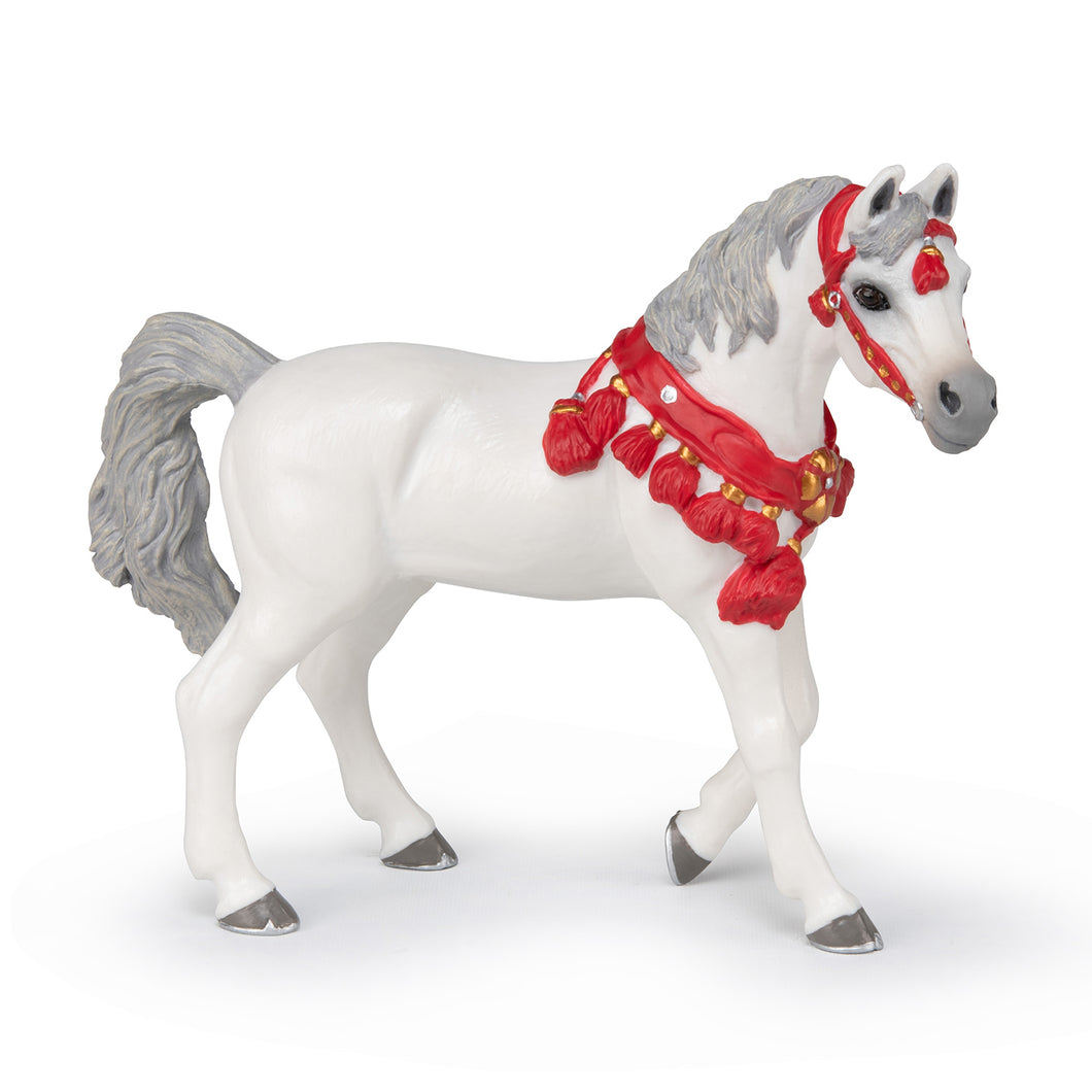 White Arabian Horse In Parade Dress