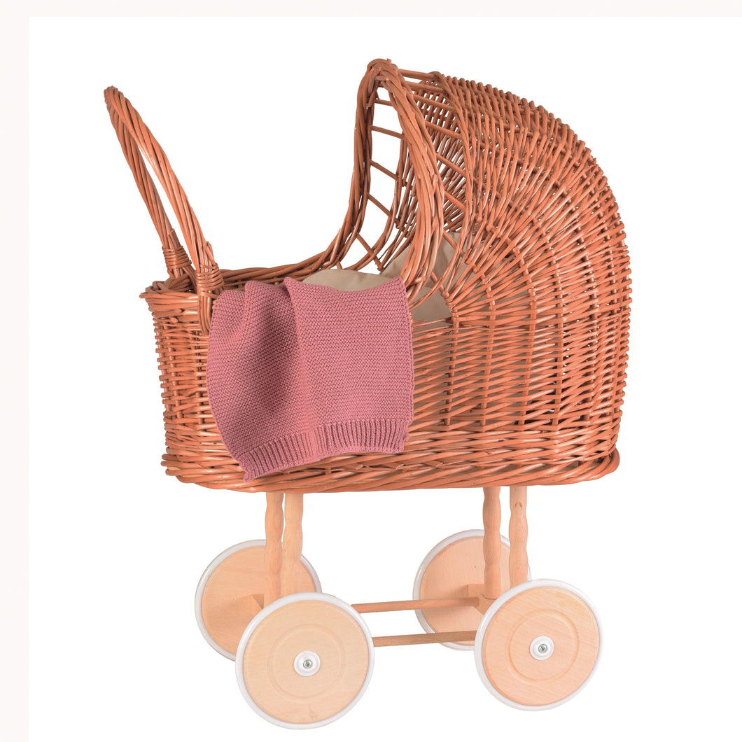 Les Petits by Egmont Toys Wicker Pram with Rubber Wheels
