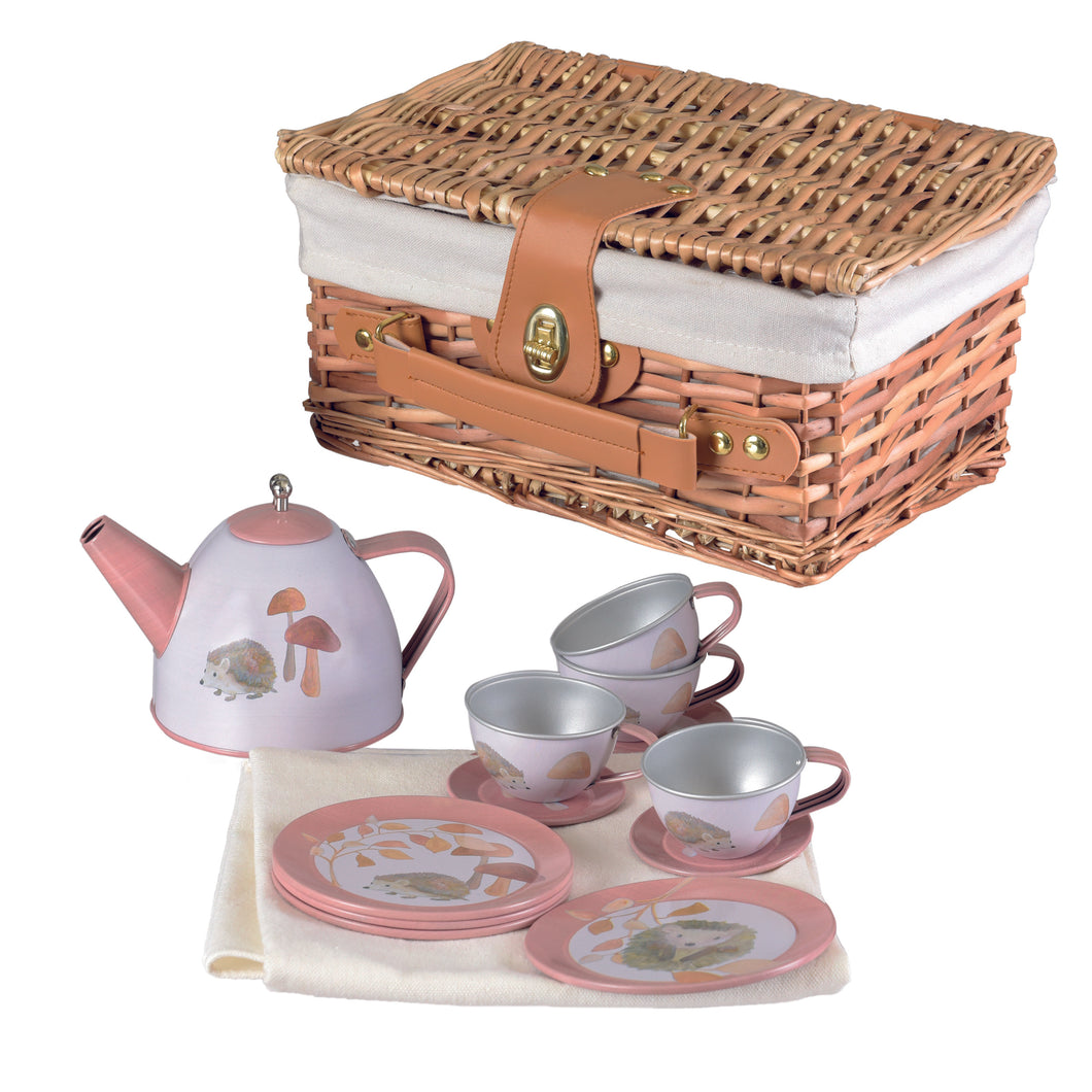 Egmont Toys Hedgehog Tin Tea Set In a Wicker Case