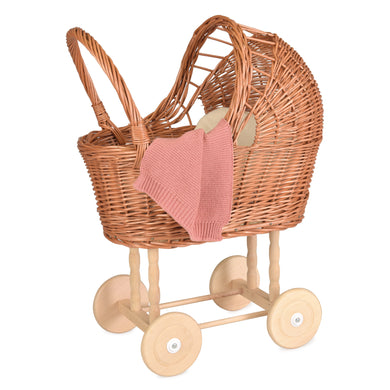 Egmont Toys Wicker Pram with Knitted Blanket