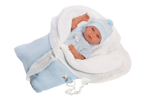 Llorens 15.7" Anatomically-Correct Newborn Doll Lucas With Reversible Blanket
