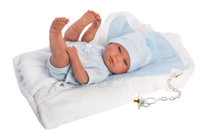 Llorens 15.7" Anatomically-Correct Newborn Doll Lucas With Reversible Blanket